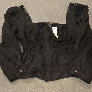 J. Crew Black Ruched Blouse